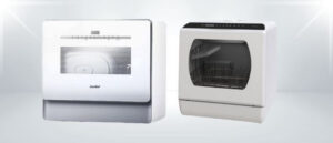 A featured image of the topic COMFEE CDC22P4AWW vs Hermitlux HMX-TDJ03 Dishwasher Comparison, containing inmages of COMFEE CDC22P4AWW Dishwasher and Hermitlux HMX-TDJ03 Dishwasher side by side.