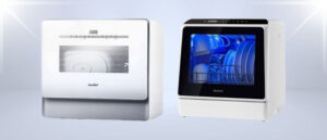 A featured image of the topic COMFEE CDC22P4AWW vs NOVETE TDQR01 Dishwasher Comparison, containing inmages of COMFEE CDC22P4AWW Dishwasher and NOVETE TDQR01 Dishwasher side by side.