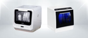 A featured image of the topic COMFEE CDC17P0AWW vs AIRMSEN AE-TDQR03 Dishwasher Comparison, containing inmages of COMFEE CDC17P0AWW Dishwasher and AIRMSEN AE-TDQR03 Dishwasher side by side.