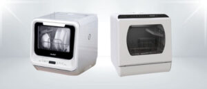 A featured image of the topic COMFEE CDC17P0AWW vs Hermitlux HMX-TDJ03 Dishwasher Comparison, containing inmages of COMFEE CDC17P0AWW Dishwasher and Hermitlux HMX-TDJ03 Dishwasher side by side.