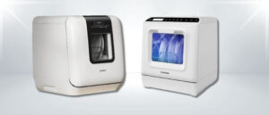 A featured image of the topic COMFEE CDC17P2AWW vs ChuMaste CM-XWJ01 Dishwasher Comparison, containing inmages of COMFEE CDC17P2AWW Dishwasher and ChuMaste CM-XWJ01 Dishwasher side by side.