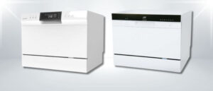 A featured image of the topic COMFEE ‎CDC22P2AWW vs SPT SD-2224DW Dishwasher Comparison, containing inmages of COMFEE ‎CDC22P2AWW Dishwasher and SPT SD-2224DW Dishwasher side by side.