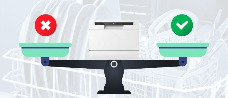 Image of a balance having a cross icon colored in red on the left side and a check icon colored in green on the right, depicting the section Pros and Cons.