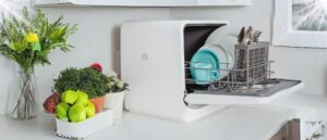 A highlighted image showcasing a countertop dishwasher, representing the topic 'The 10 Best Countertop Dishwashers For Two Persons'.