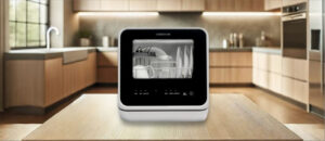 Feature image of Farberware Farberware fdw05asbwha (fdw05wha) Dishwasher Review: The image features a countertop (mini / compact) dishwasher placed on a kitchen counter, highlighting its sleek design and modern finish that fits well in small kitchens or apartments.