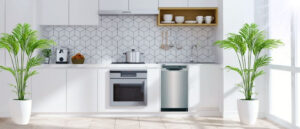 Featured image for "Best 18-inch Dishwashers" showing a sleek, modern kitchen with a compact dishwasher perfect for small spaces, complemented by stylish decor and vibrant plants. Ideal for illustrating top dishwasher models in the blog post.