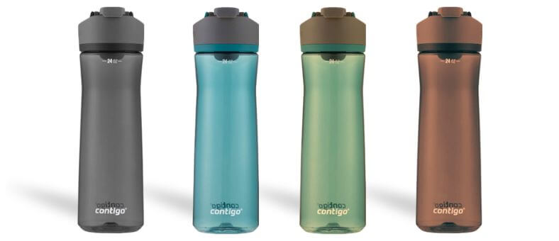 Contigo AUTOSEAL Water Bottles with spill-proof lids and ergonomic design, ideal for one-handed use and dishwasher safe.