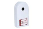 05- Zircon Electronic Water Leak Detector Small Upright leak detector standing in water with a red label that reads “Leak Alert.”