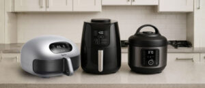 Best Air Fryers displayed on a modern kitchen counter, featuring sleek dishwasher-safe models designed for effortless cooking and easy cleanup.