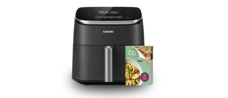 COSORI Turbo Blaze Air Fryer with digital touchscreen and recipe book — one of the best air fryers offering fast cooking, even crisping, and dishwasher-safe components.