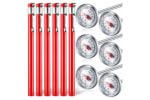 04-Xuhal 6 Pcs Stainless Steel Kitchen Thermometer Small Set of six red stainless steel kitchen thermometers.